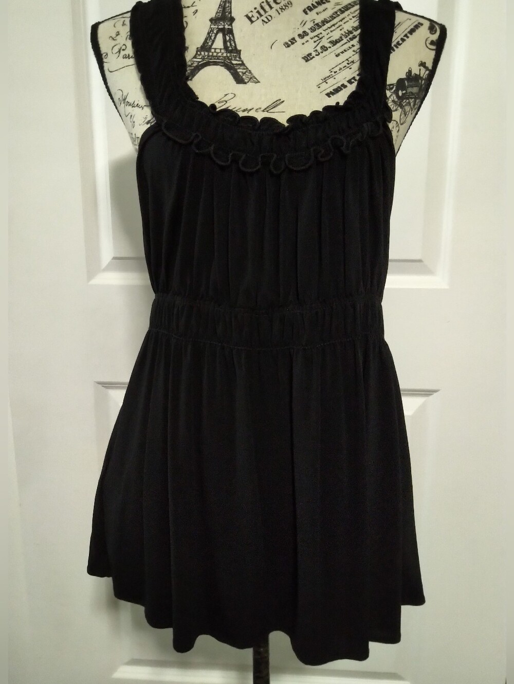 BCBGMaxAzria Elegant Black Ruffle Black Top - Size M